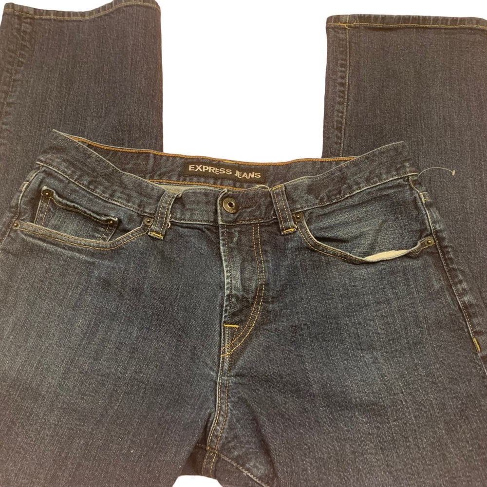 Express Jeans Mens 33 Blake Bootcut Loose Fit Jeans Blue Denim 33X30 Flat Front